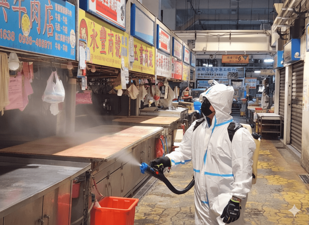 強化防疫拚開業！　中市府督導市場豬肉攤特別清消 全力備戰復業安全