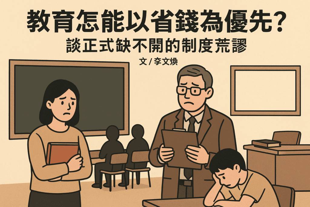 【社論】教育怎能以省錢為優先？──談正式缺不開的制度荒謬