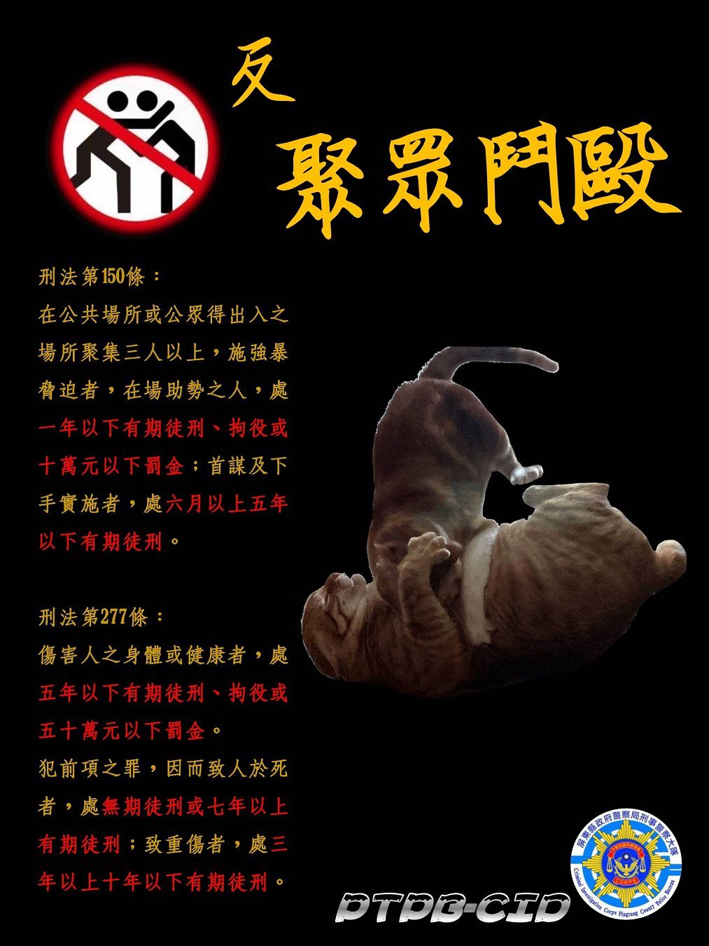 疫情期間打擊黑道不停歇　全民合作防護治安