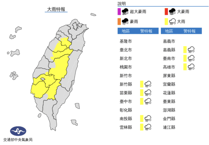 下班注意！全台8縣市發布大雨特報　留意劇烈降雨