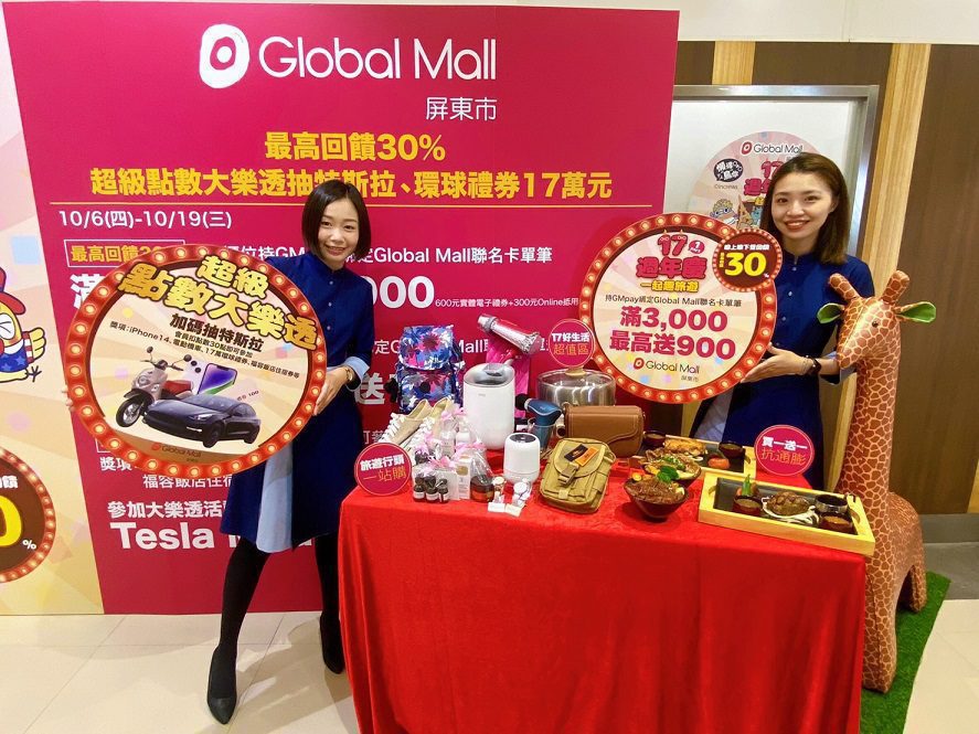 Global Mall屏東市《17週年慶。一起趣旅遊》首波10/6起跑　祭四大回饋 滿3,000最高送900、首四日加碼滿萬最高送1,800