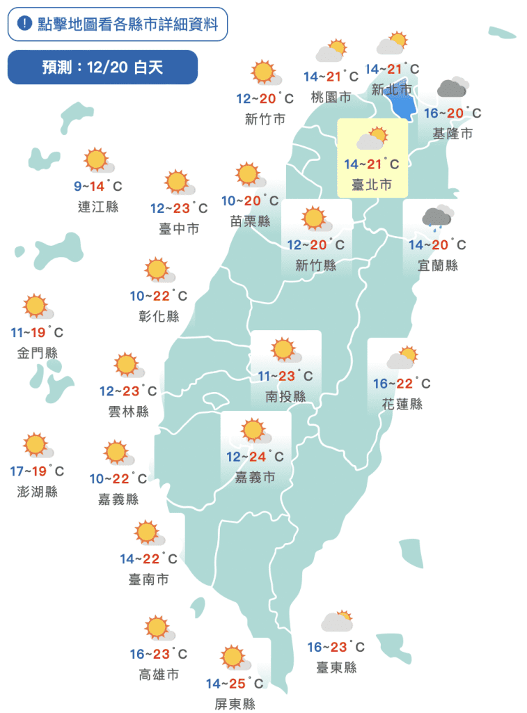 今新竹最低溫6.1度！明起大陸冷氣團+寒流接棒來襲　聖誕節天氣曝光