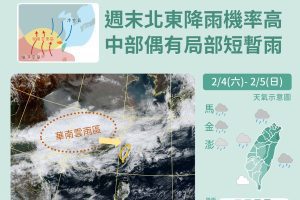 東北季風＋華南雲雨區　補班日、元宵節北部有雨、南部多雲