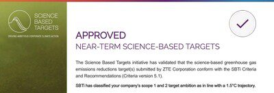 中興通訊通過SBTi兩項科學碳目標審核