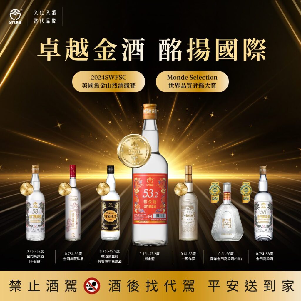 實力醇厚各自璀璨！多款不同酒度之金門高粱酒　橫掃世界烈酒競賽