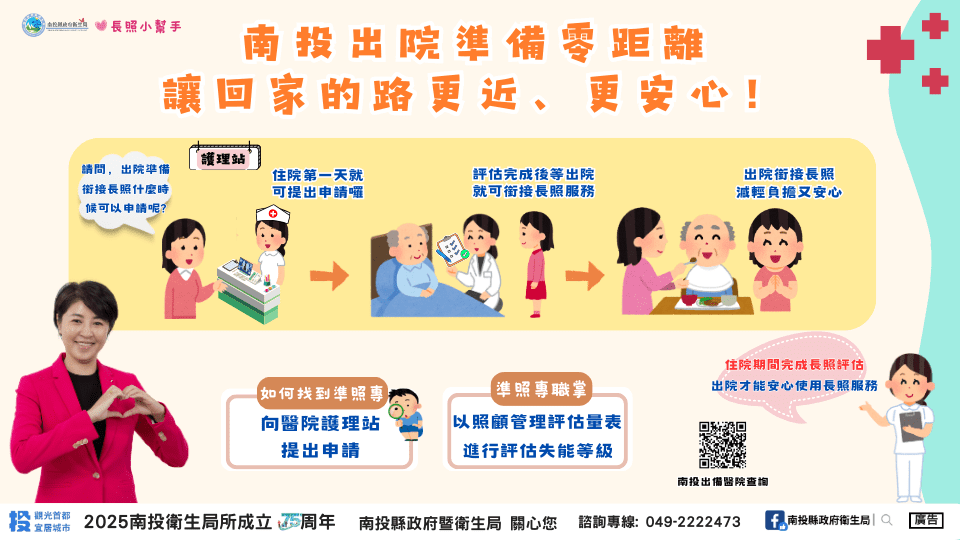 南投縣出院準備銜接長照服務計畫持續落實　使用率效率均超標
