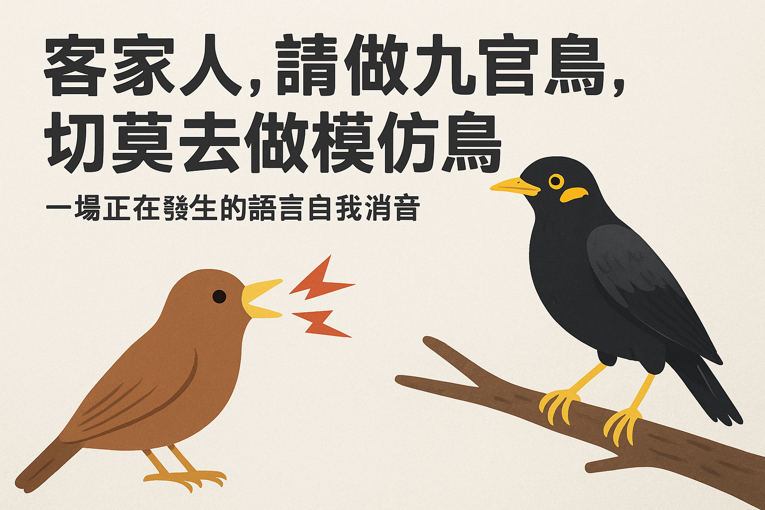 【社論】客家人，請做九官鳥，切莫去做模仿鳥——一場正在發生的語言自我消音