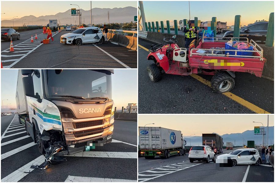 影音/翁駕農用車誤闖國道又逆向 國5三車連環撞！