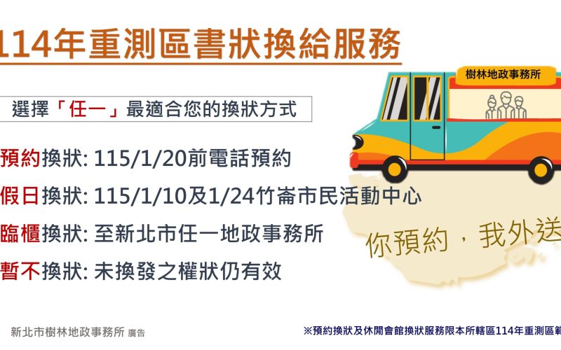 地籍重測換狀免請假！樹林地政多元便民服務開跑     假日、通信申請攏總ㄟ通