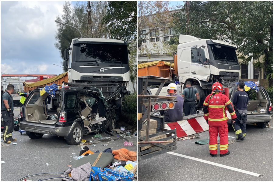 影音/聯結車與休旅車發生車禍 4人受傷送醫 交通大受影響