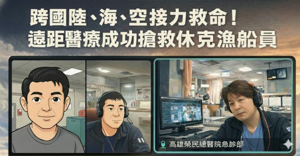 跨國陸、海、空接力救命！高雄榮總遠距醫療攜手華偉漁業集團　成功後送休克船員返台救治
