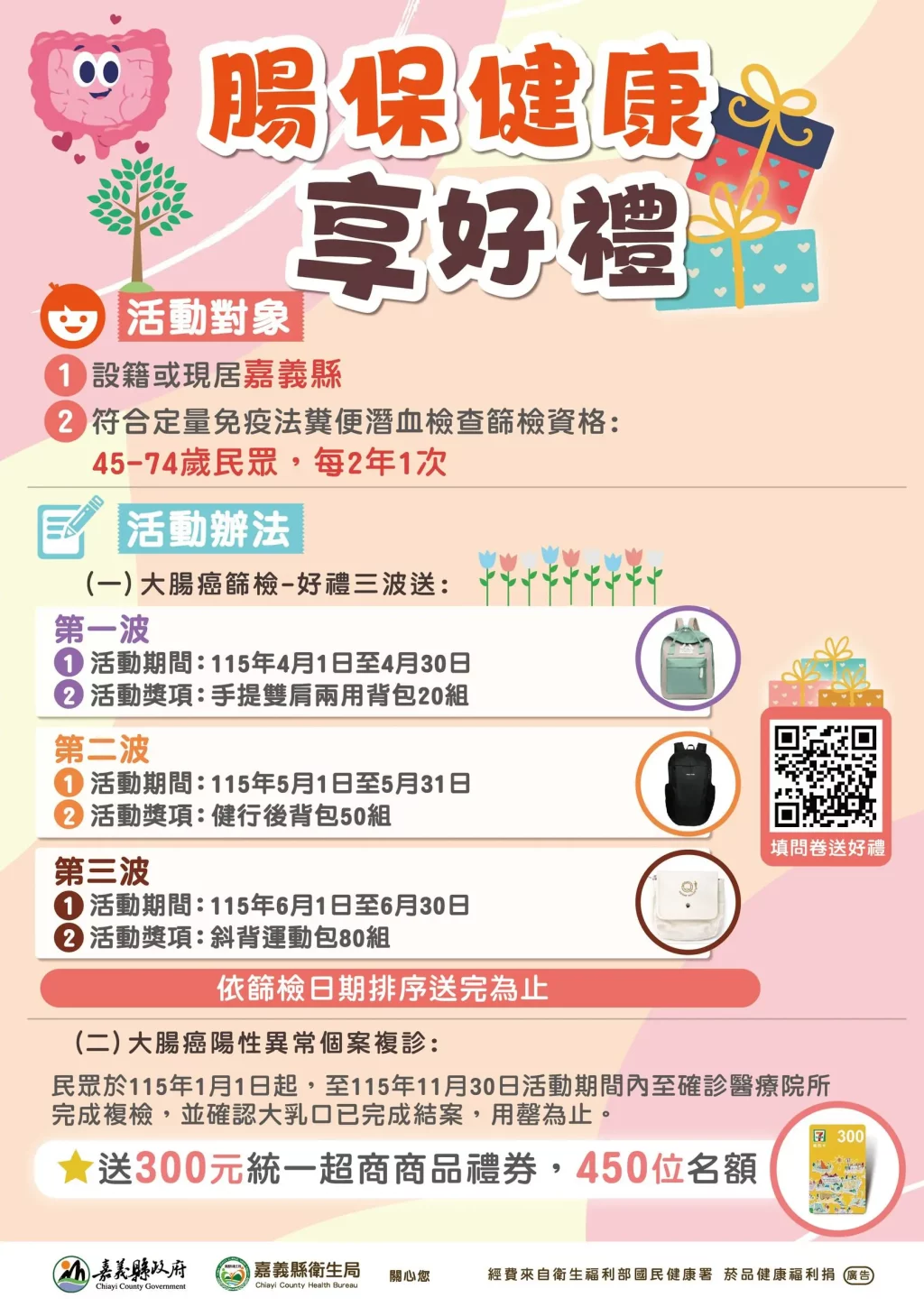 嘉縣「腸保健康 享好禮」活動開跑　做篩檢拿好禮