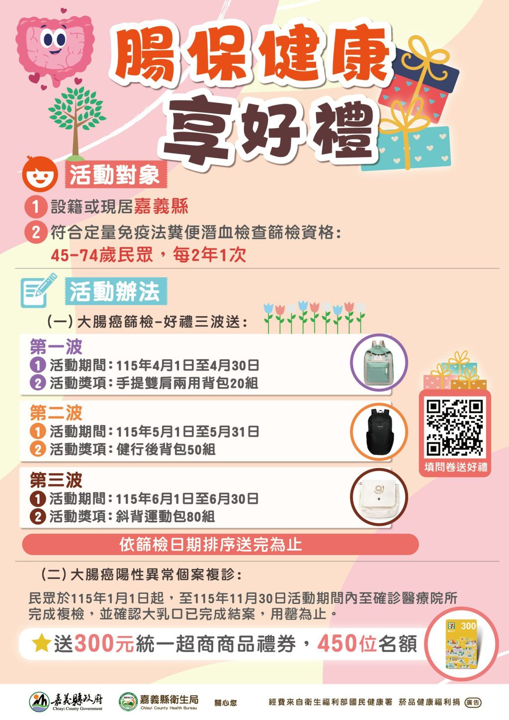 嘉義縣「腸保健康」活動開跑　做篩檢就可拿好禮