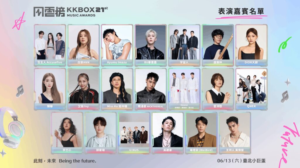 第 21 屆 KKBOX 風雲榜 19組唱將人氣男神 潮流天團 新世代韓流男女團等表演嘉賓集結攻蛋