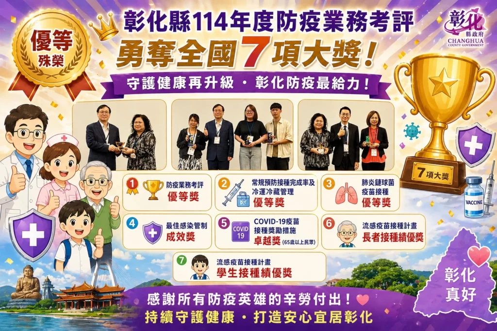 彰化縣榮獲114年度防疫業務考評7大項優等殊榮　展現卓越公衛實力與防疫韌性