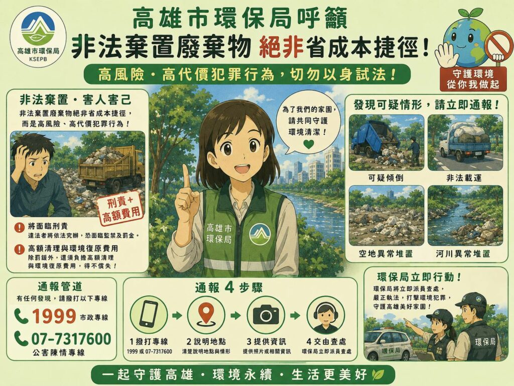 【嚴蒐證、零寬貸、快追清】高市環保局追查《高屏溪80噸舊衣棄置》案，函送橋頭地方檢察署偵辦
