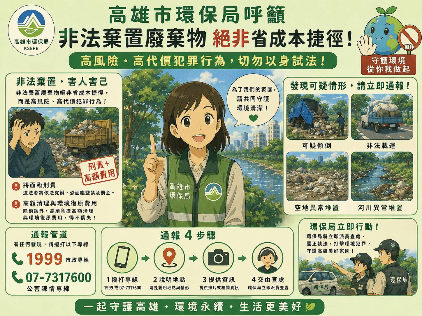 【嚴蒐證、零寬貸、快追清】高市環保局追查《高屏溪80噸舊衣棄置》案，函送橋頭地方檢察署偵辦