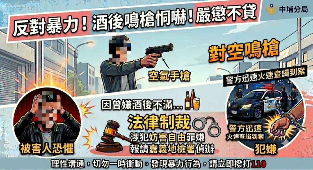 【嫌犯酒後持槍危害社區　中埔警火速查緝到案】