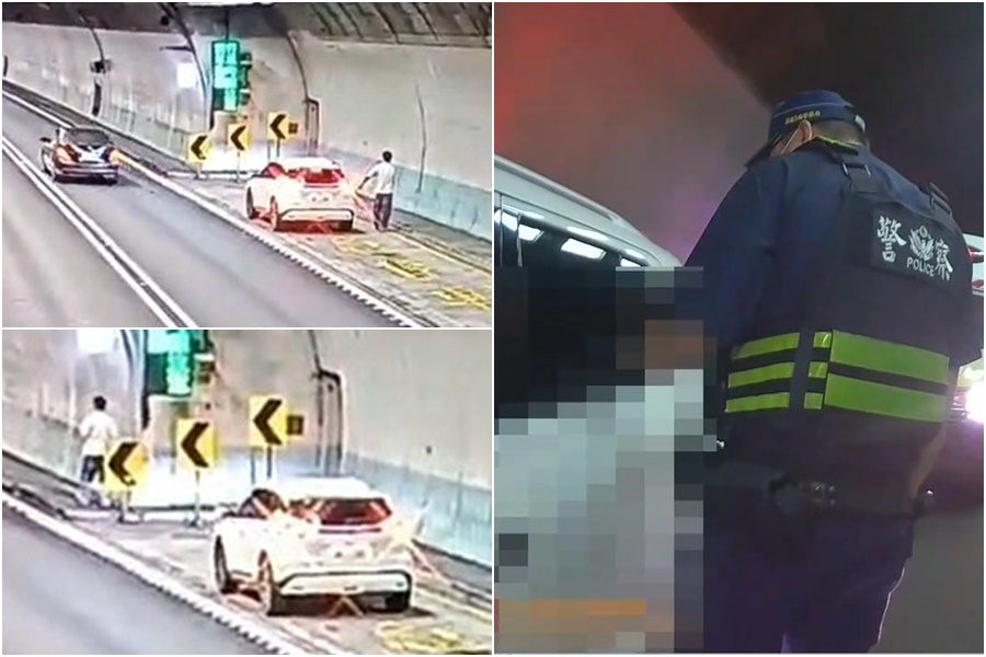 影音/男子情緒不穩闖雪隧廊道 害外側車道封閉警開罰