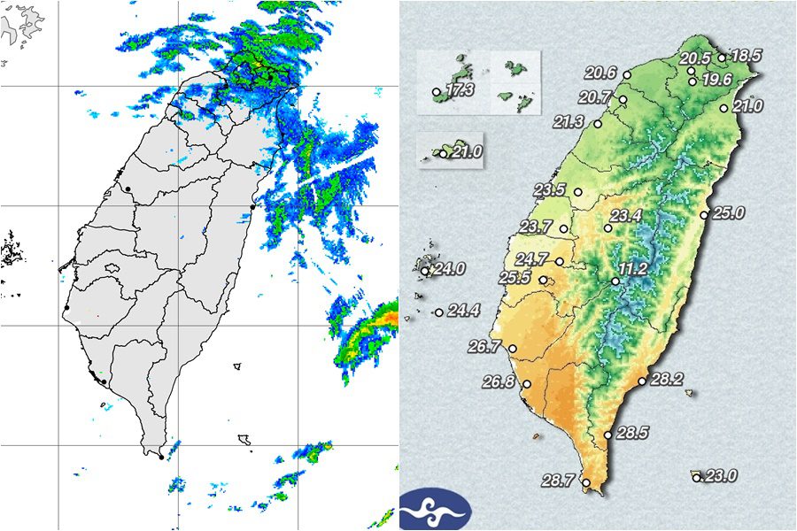 影音/東北季風影響 大多地區稍涼水氣多 宜蘭及北海岸大雨特報