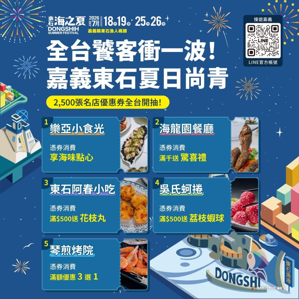 全台饕客衝一波！嘉義東石鮮蚵、海產2500張名店優惠券開抽