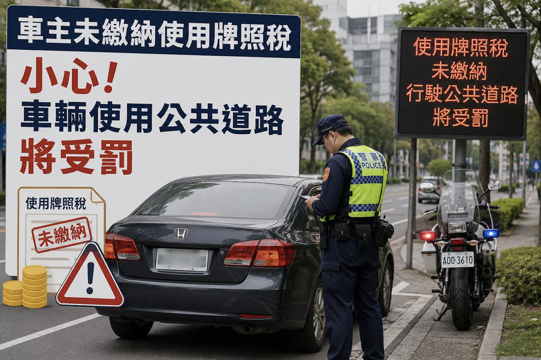 沒繳牌照稅停在路邊也罰！新北稅捐處納保官貼心提醒：先繳清再上路     免挨重罰1倍以下罰鍰