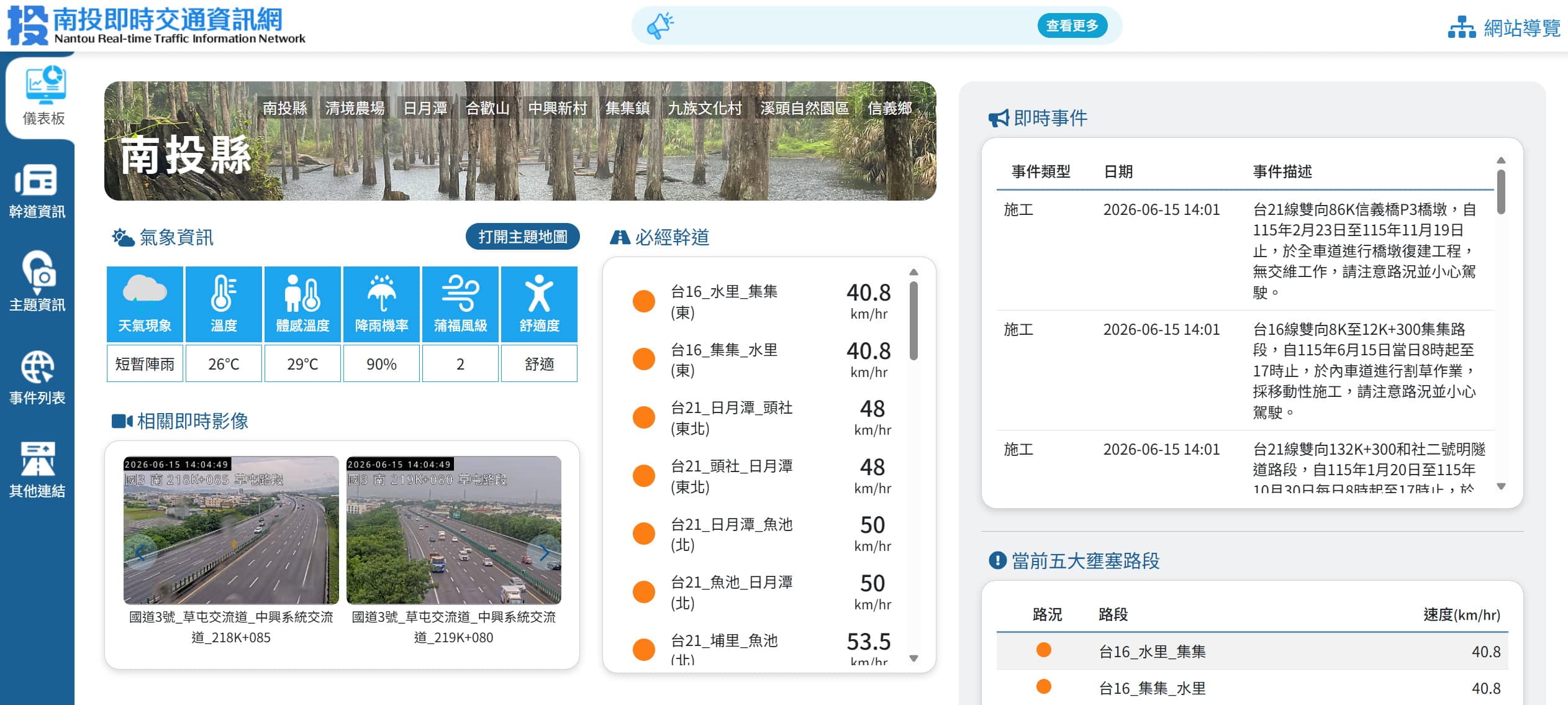 打造智慧觀光首都！全新「南投即時交通資訊網」上線