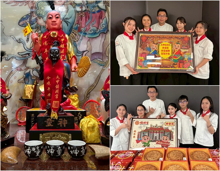 深度體驗台灣宗教文化 南開科大南向專班學生製作種子畫與大餅向神明祝壽