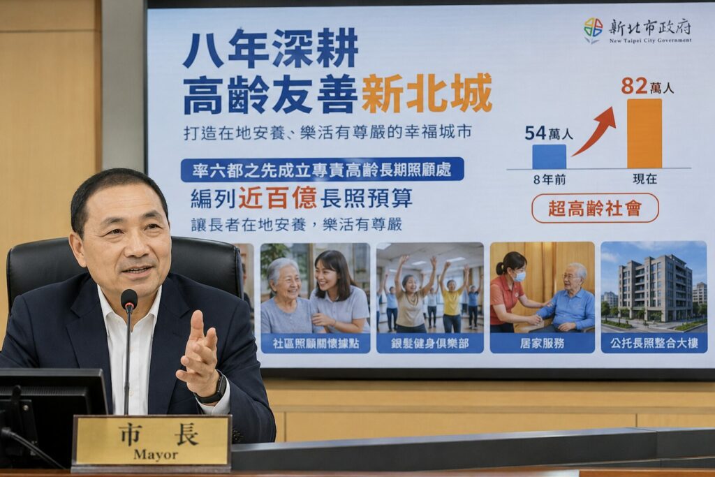 專責機構、百億長照預算到位！新北高齡長照處領航出發     侯友宜：讓82萬長輩在地安養、活得有尊嚴