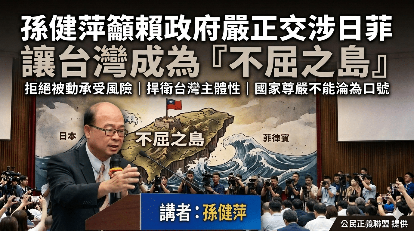 藍營中常委孫健萍籲賴政府嚴正交涉日菲　讓台灣成為「不屈之島」