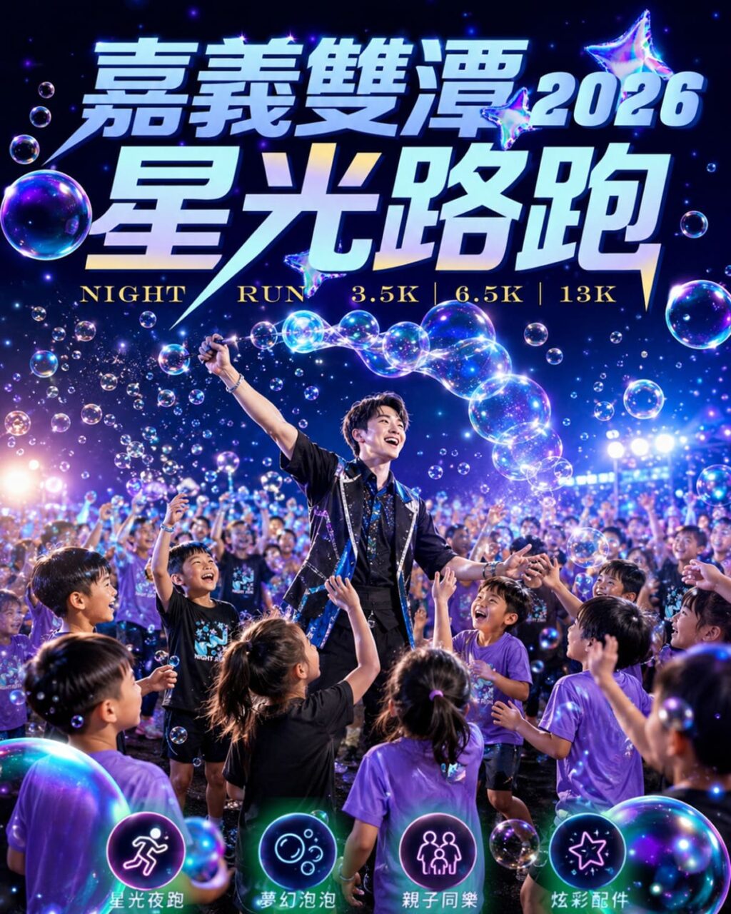 嘉義雙潭星光路跑開放報名　雙潭夜景結合音樂泡泡8/8登場