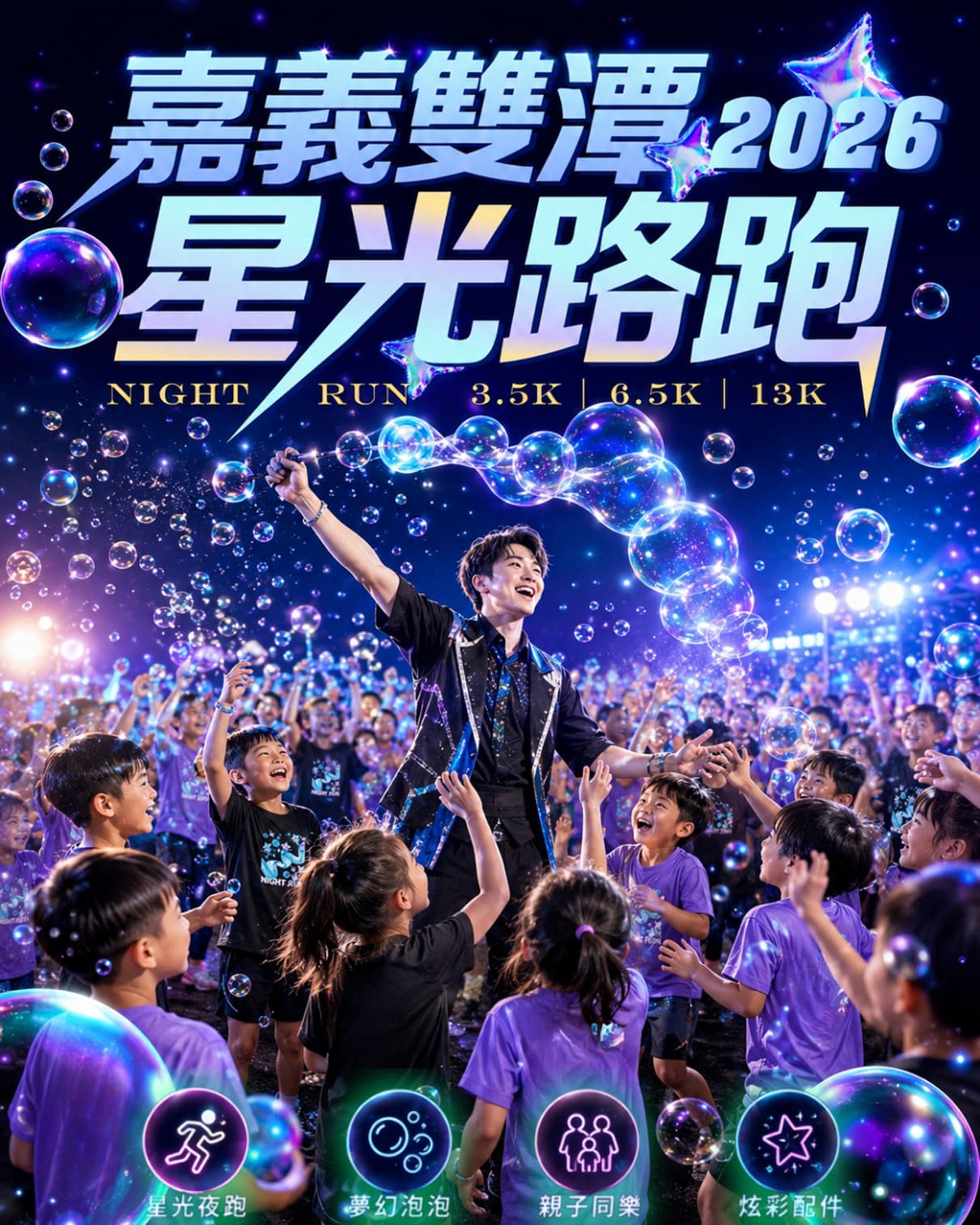 嘉義雙潭星光路跑開放報名　雙潭夜景結合音樂泡泡8/8登場