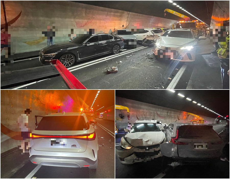 影音/端午收假日雪隧5車追撞釀4傷 車流回堵塞爆