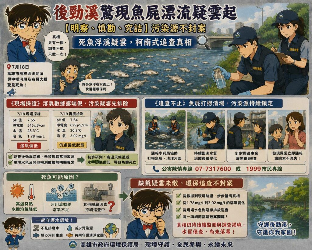 後勁溪驚現魚屍漂流疑雲起，【明察、慎勘、究詰】污染源不封案