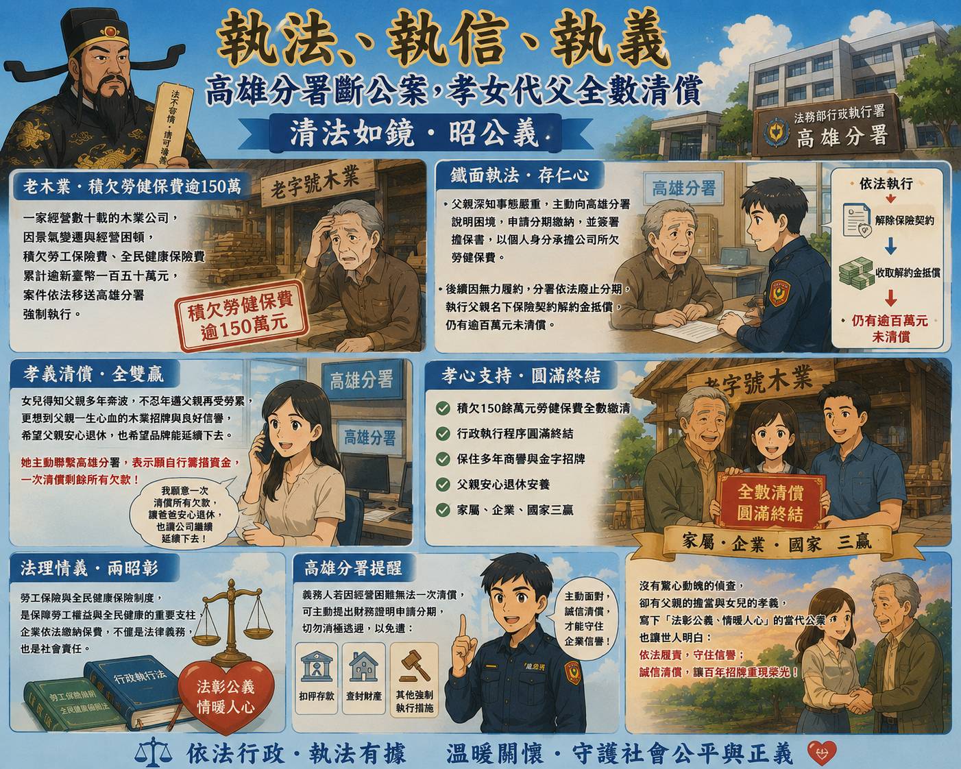 【執法、執信、執義】高雄分署斷公案，孝女代父全數清償