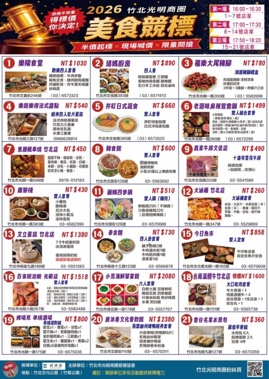 竹北光明商圈年度盛事「饗宴市集」  7/25 盛大登場！集結 21 家名店美食競標   親子手作體驗與精彩表演嗨翻文化公園