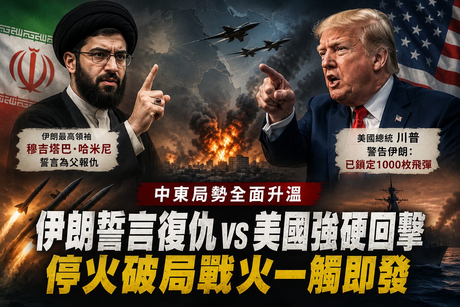 復仇意志無可避免！伊朗新任最高領袖揚言起訴美以高層  川普強硬回嗆「千枚飛彈已就緒」