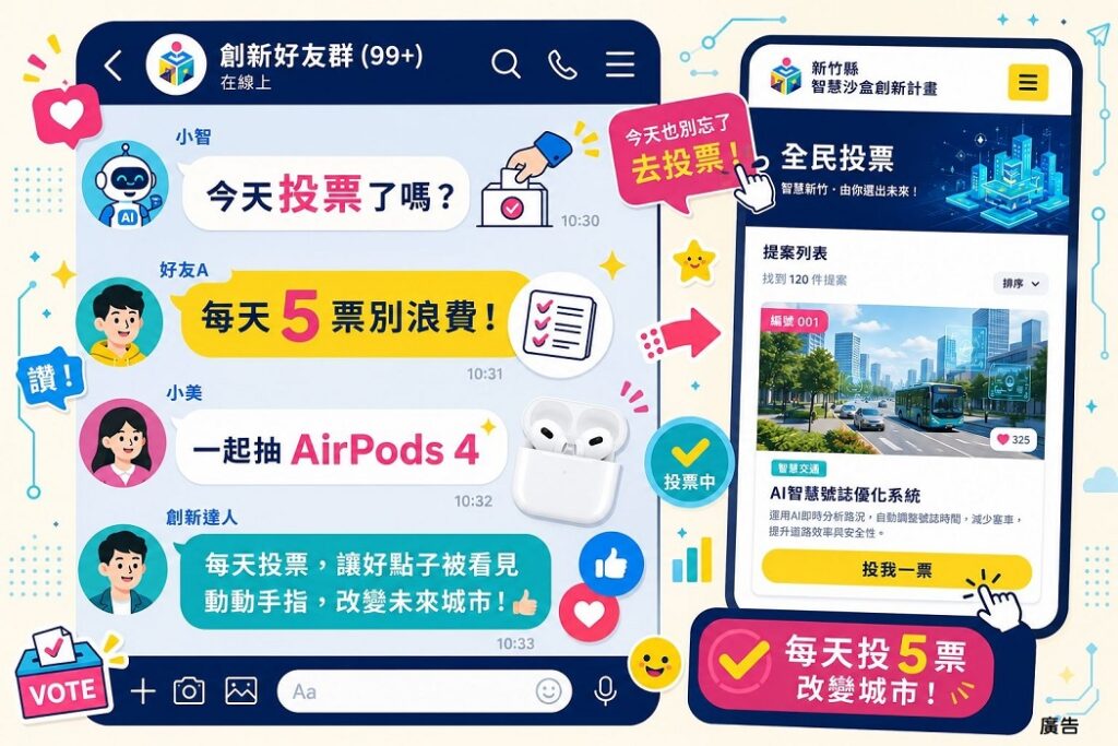 竹縣智慧沙盒點子海選投票開跑! 邀全民許願   投票抽AirPods 4