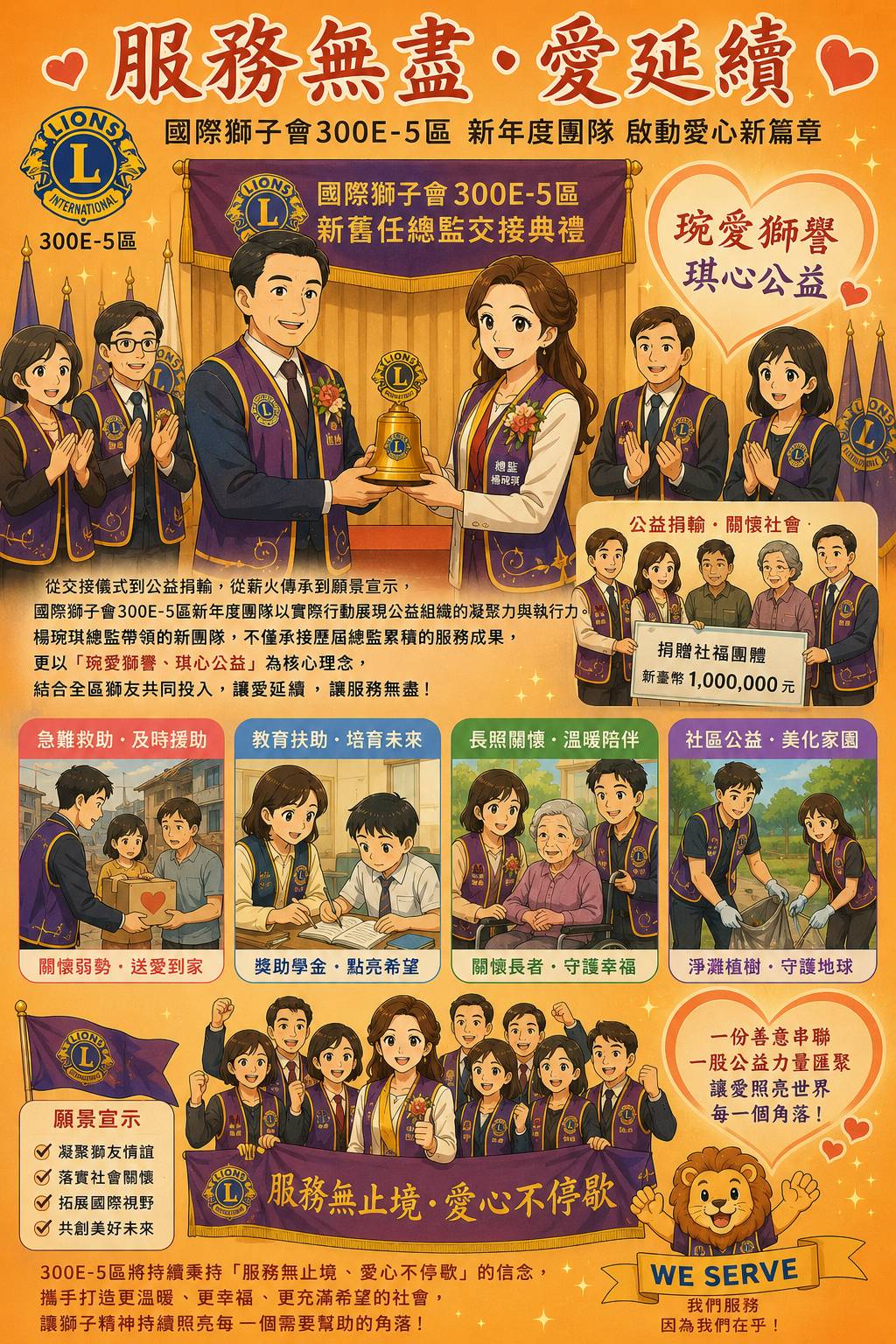 【鴻猷、懿範、廣惠】薪傳再啟航、擘劃公益藍圖，楊琬琪接掌《300E-5區獅子會》