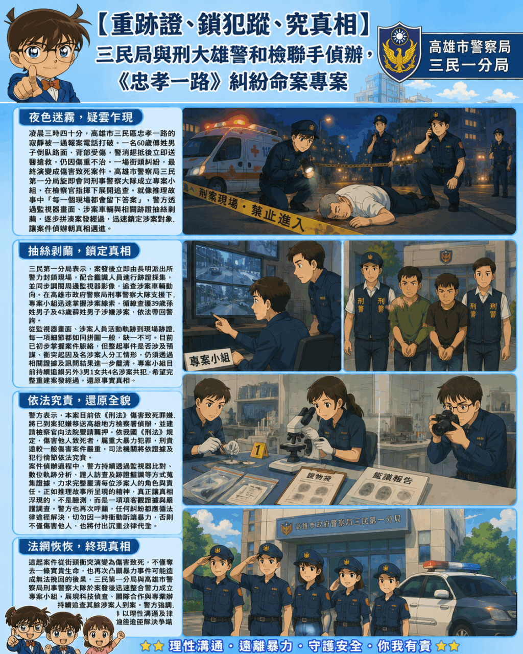 【重跡證、鎖犯蹤、究真相】三民局與刑大雄警和檢聯手偵辦，《忠孝一路糾紛》命案專案
