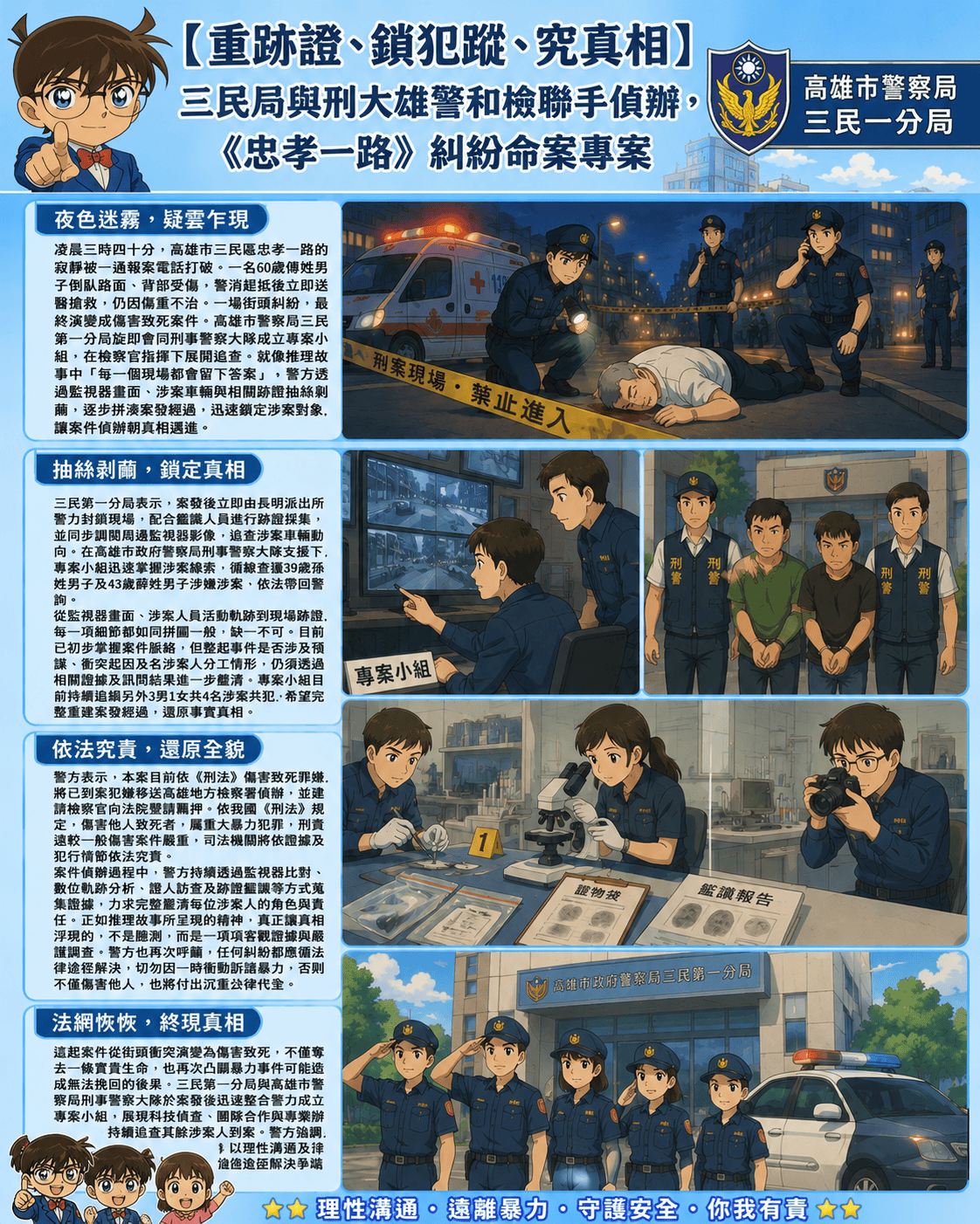 【重跡證、鎖犯蹤、究真相】三民局與刑大雄警和檢聯手偵辦，《忠孝一路糾紛》命案專案