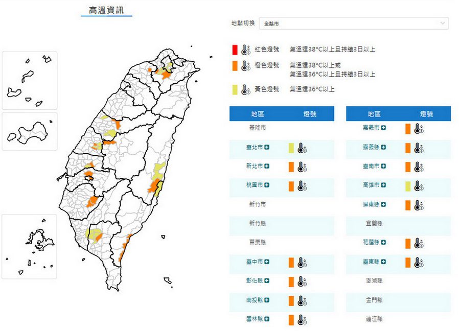影音/20260722熱氣逼人 14縣市再亮橙黃高溫燈號