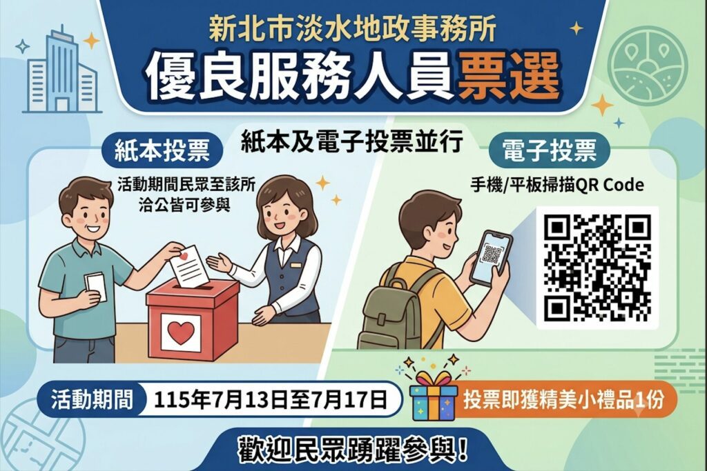 淡水地政事務所推動六心級服務     邀請民眾參與票選活動