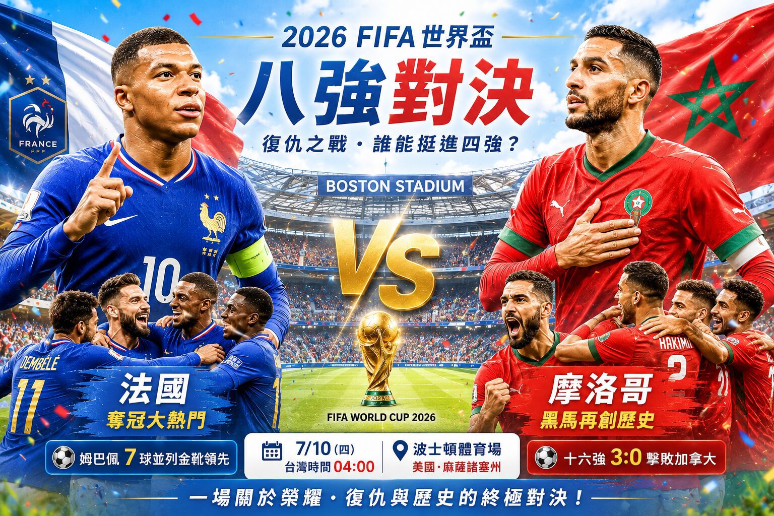 姆巴佩領軍迎戰『亞特拉斯雄獅』！摩洛哥力拚隊史首勝法國闖四強