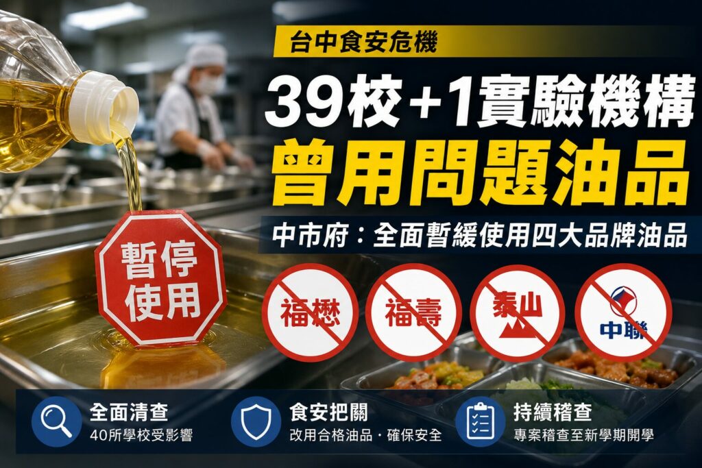 食安風暴延燒！中市府封殺四大品牌油品  39校及1機構完整受害名單曝光