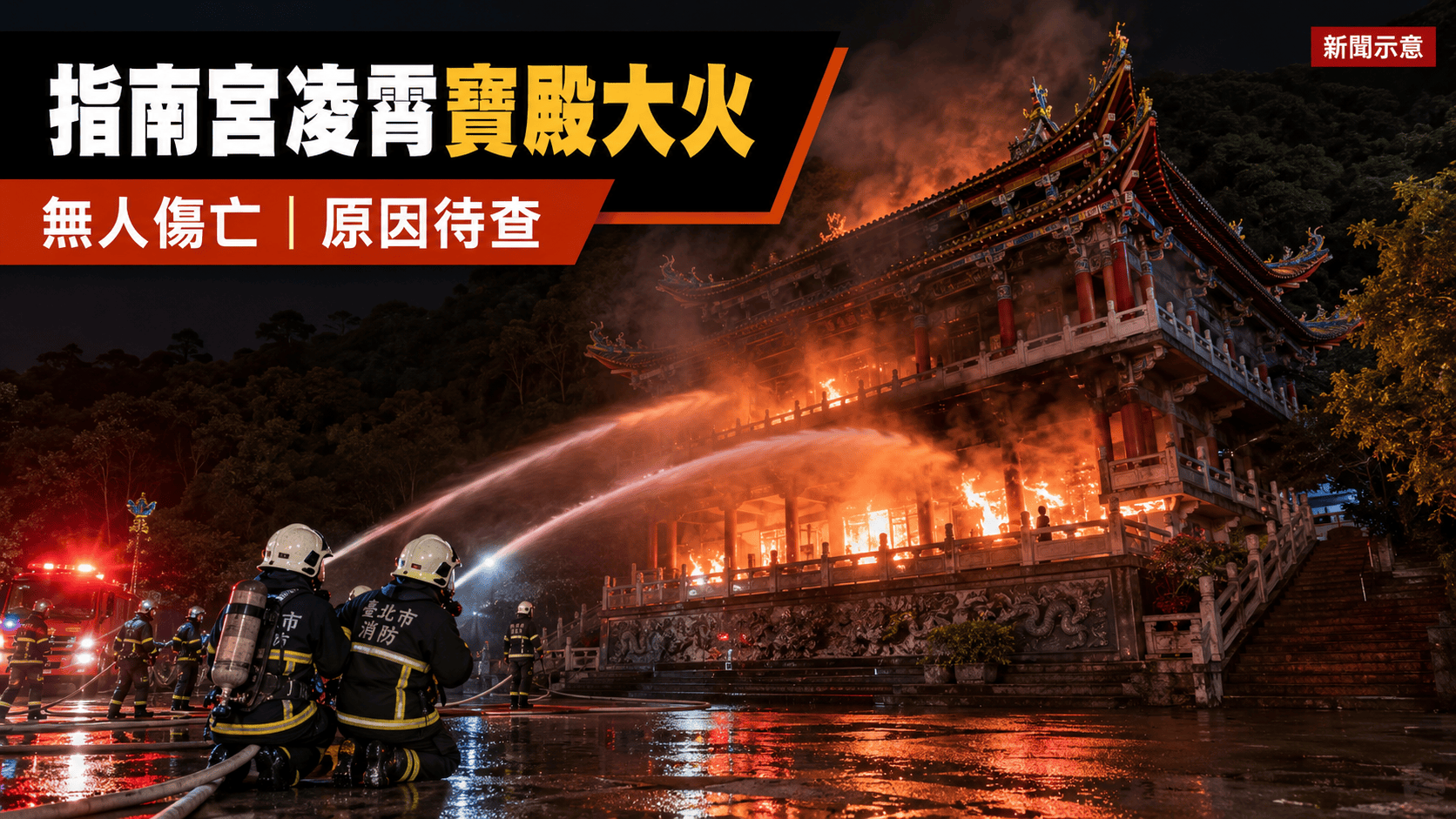 指南宮凌霄寶殿深夜大火　85人投入搶救、無人傷亡