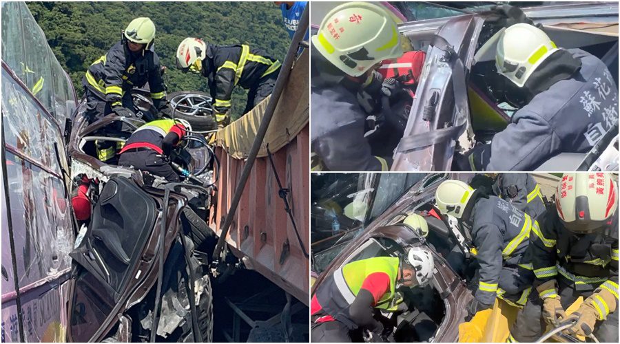 影音/5車連環撞釀多傷 1小車慘遭2大車夾擊1人無生命徵象
