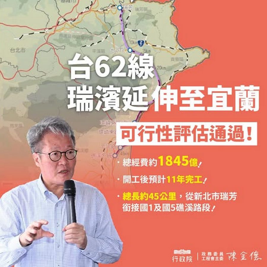 台62線瑞濱延伸至宜蘭 行政院核定可行性評估