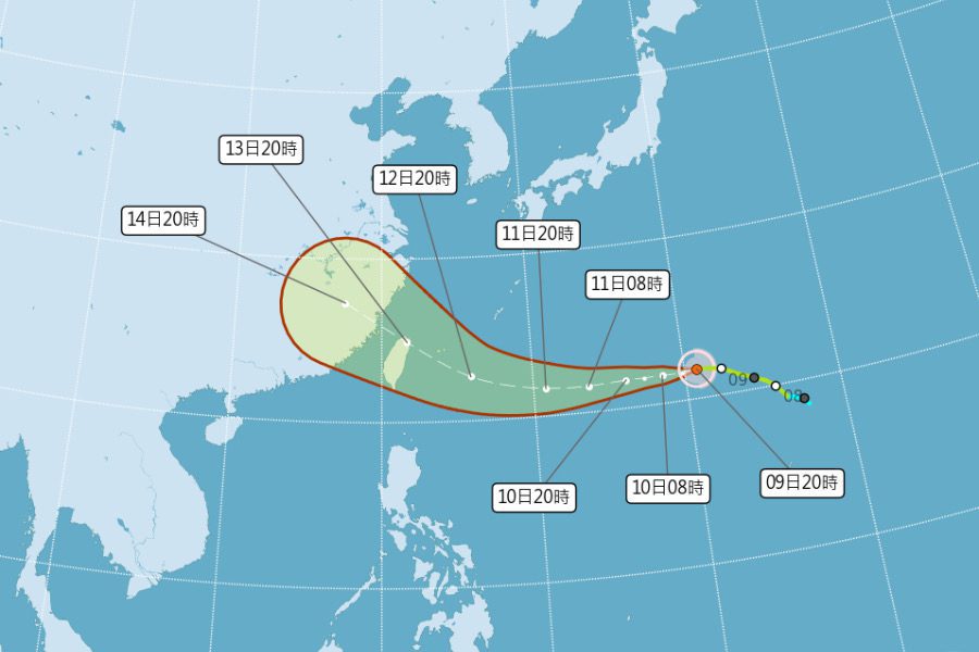 楊柳颱風路徑南修！ 估13日晚間從宜蘭登陸
