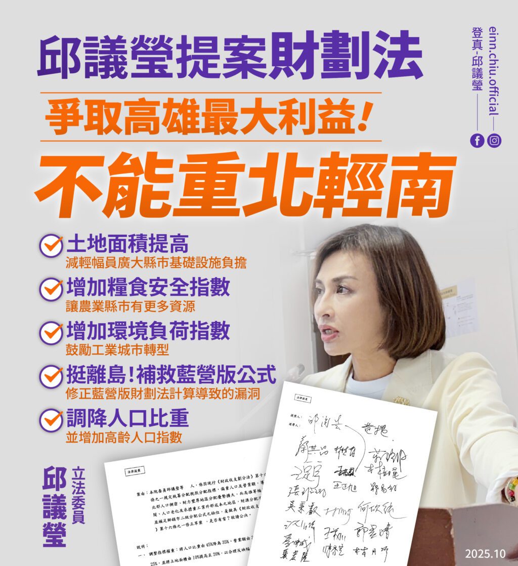 登真真登真　邱議瑩提案再修財劃法，為高雄爭取最大利益！